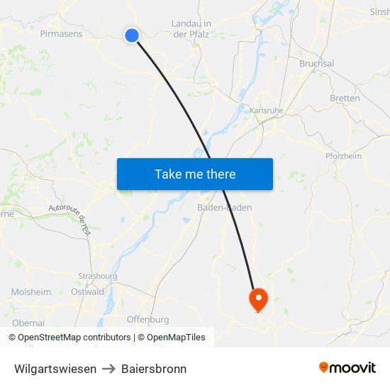 Wilgartswiesen to Baiersbronn map