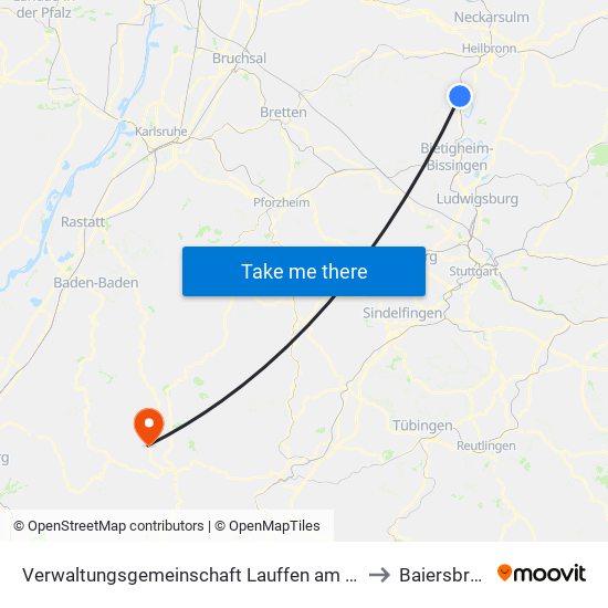 Verwaltungsgemeinschaft Lauffen am Neckar to Baiersbronn map