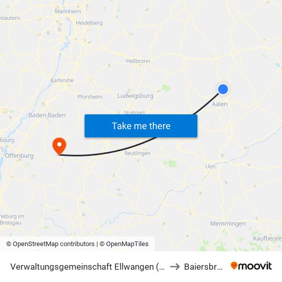 Verwaltungsgemeinschaft Ellwangen (Jagst) to Baiersbronn map