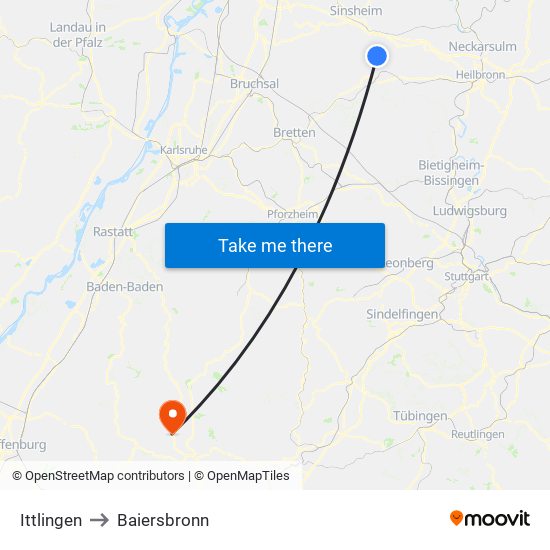 Ittlingen to Baiersbronn map