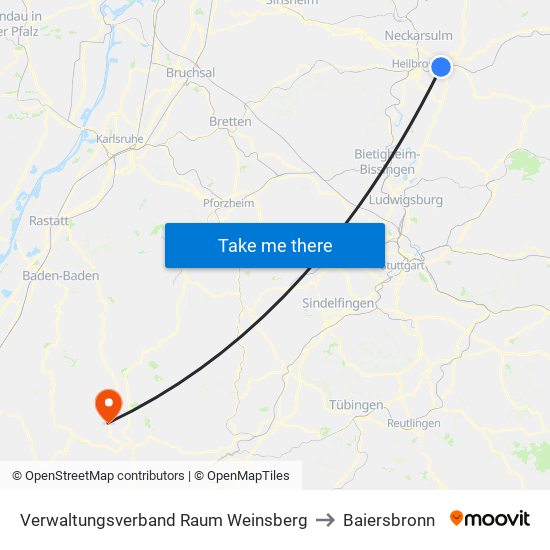 Verwaltungsverband Raum Weinsberg to Baiersbronn map