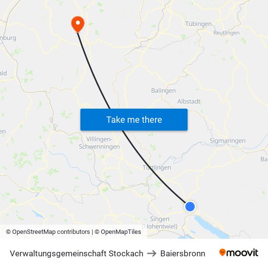 Verwaltungsgemeinschaft Stockach to Baiersbronn map