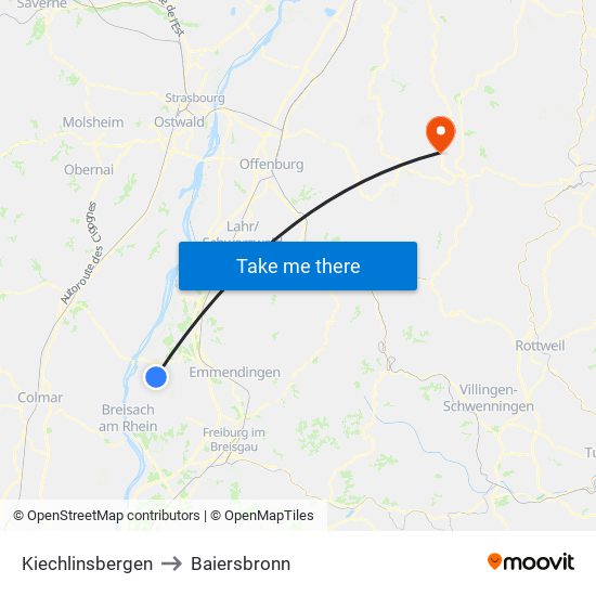 Kiechlinsbergen to Baiersbronn map