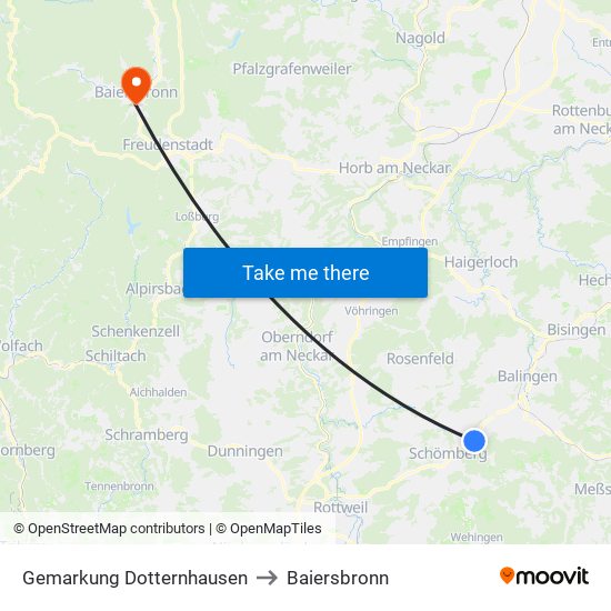 Gemarkung Dotternhausen to Baiersbronn map