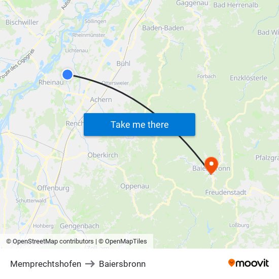 Memprechtshofen to Baiersbronn map