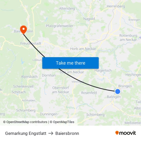 Gemarkung Engstlatt to Baiersbronn map