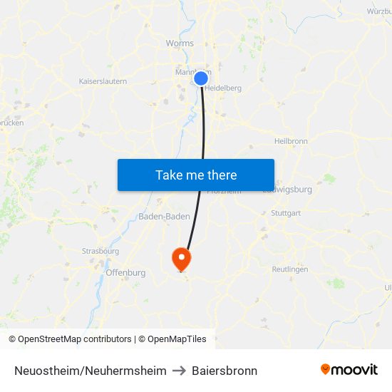 Neuostheim/Neuhermsheim to Baiersbronn map