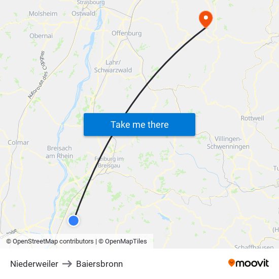 Niederweiler to Baiersbronn map