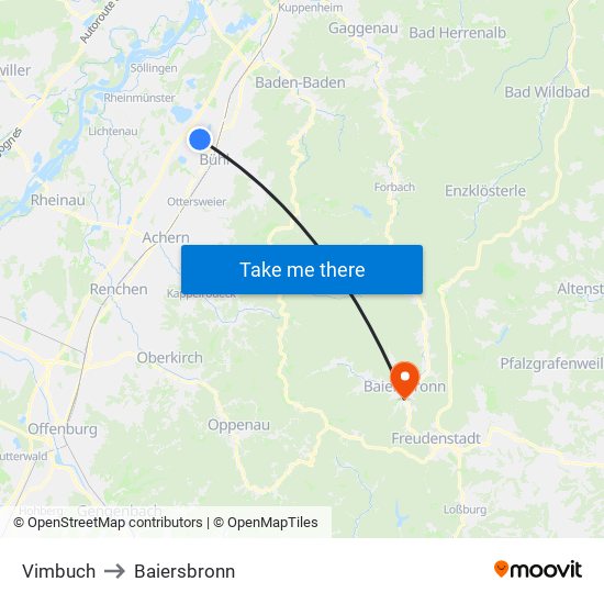 Vimbuch to Baiersbronn map