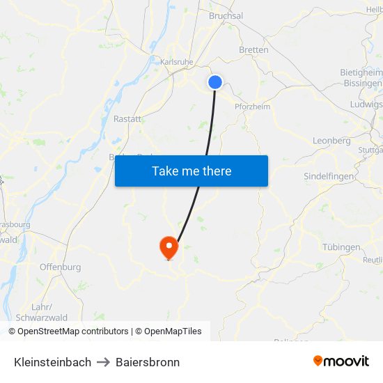 Kleinsteinbach to Baiersbronn map