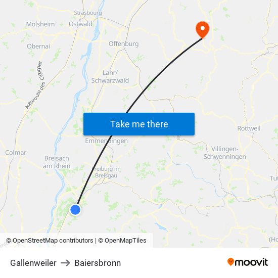 Gallenweiler to Baiersbronn map