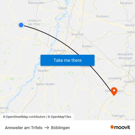 Annweiler am Trifels to Böblingen map