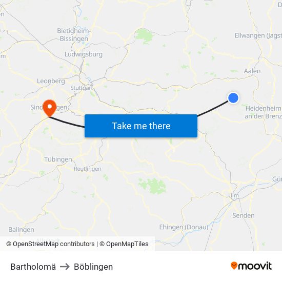 Bartholomä to Böblingen map