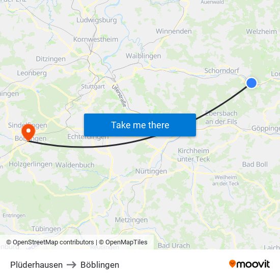 Plüderhausen to Böblingen map