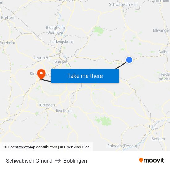 Schwäbisch Gmünd to Böblingen map
