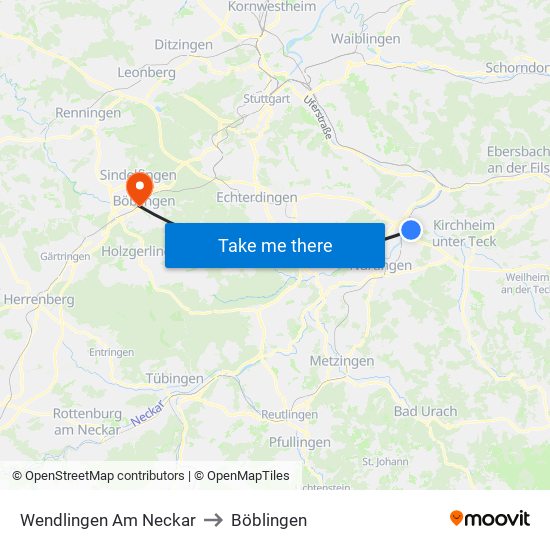 Wendlingen Am Neckar to Böblingen map