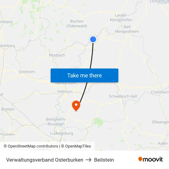 Verwaltungsverband Osterburken to Beilstein map