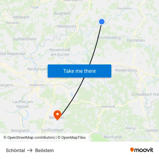 Schöntal to Beilstein map