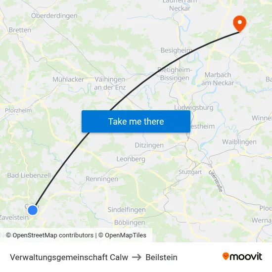 Verwaltungsgemeinschaft Calw to Beilstein map