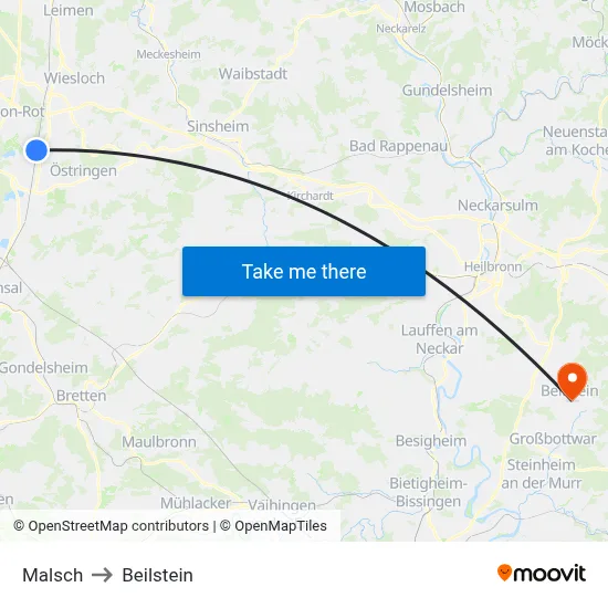 Malsch to Beilstein map