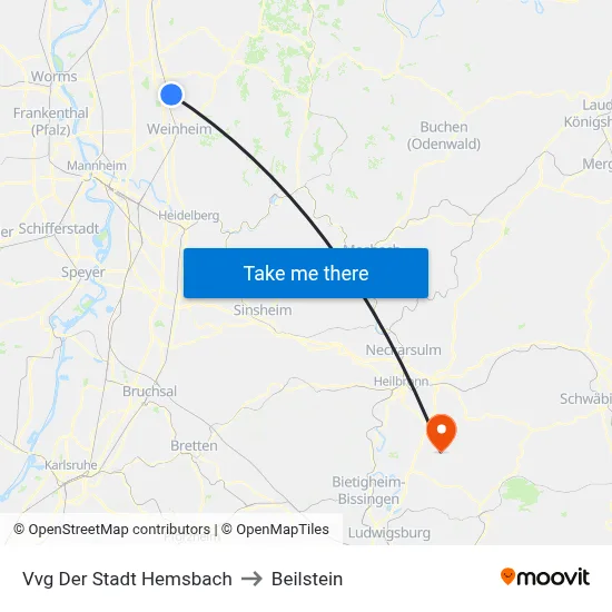 Vvg Der Stadt Hemsbach to Beilstein map