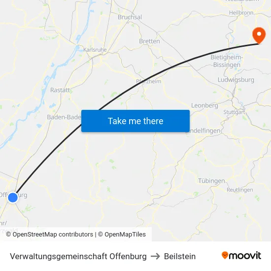 Verwaltungsgemeinschaft Offenburg to Beilstein map
