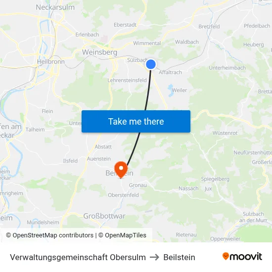 Verwaltungsgemeinschaft Obersulm to Beilstein map