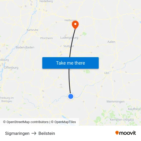 Sigmaringen to Beilstein map