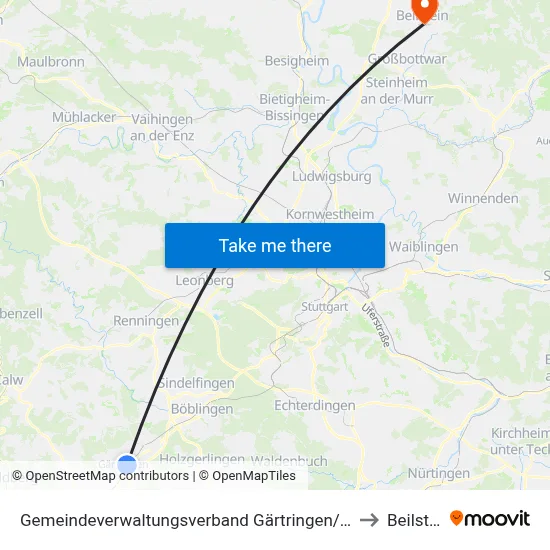 Gemeindeverwaltungsverband Gärtringen/Ehningen to Beilstein map