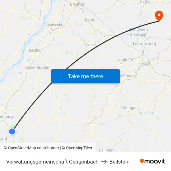 Verwaltungsgemeinschaft Gengenbach to Beilstein map