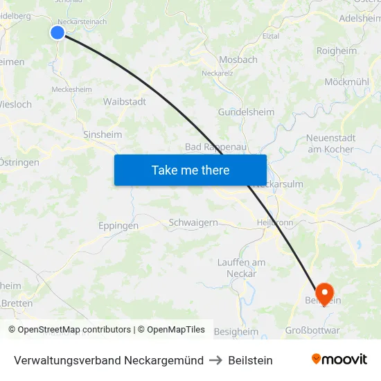 Verwaltungsverband Neckargemünd to Beilstein map