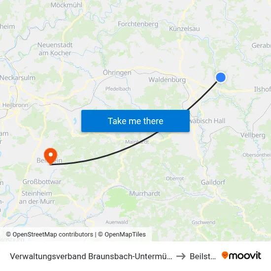 Verwaltungsverband Braunsbach-Untermünkheim to Beilstein map