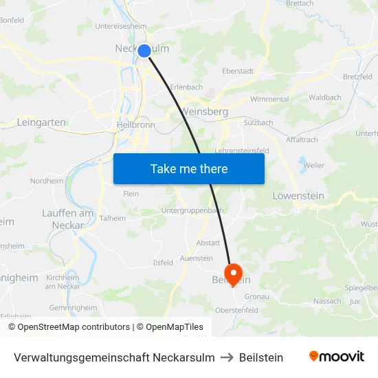 Verwaltungsgemeinschaft Neckarsulm to Beilstein map