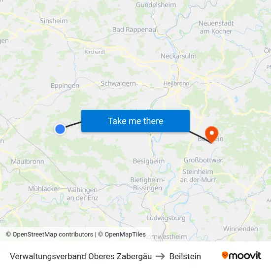 Verwaltungsverband Oberes Zabergäu to Beilstein map