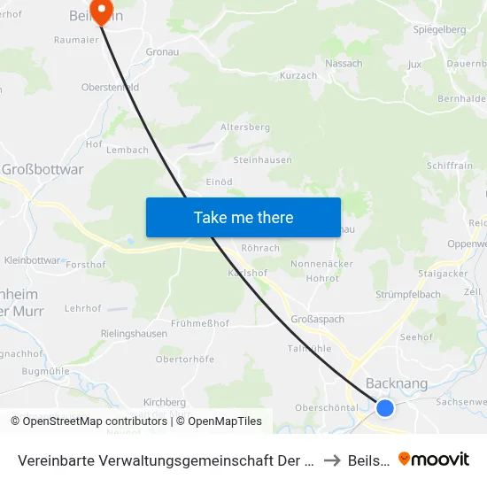Vereinbarte Verwaltungsgemeinschaft Der Stadt Backnang to Beilstein map