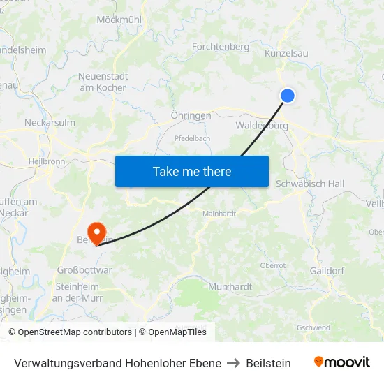 Verwaltungsverband Hohenloher Ebene to Beilstein map