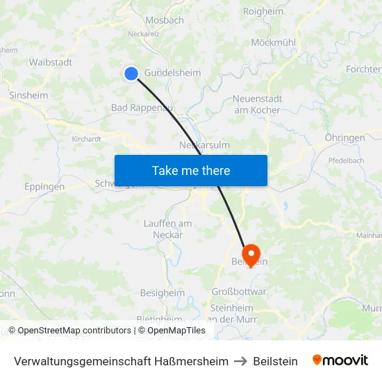 Verwaltungsgemeinschaft Haßmersheim to Beilstein map