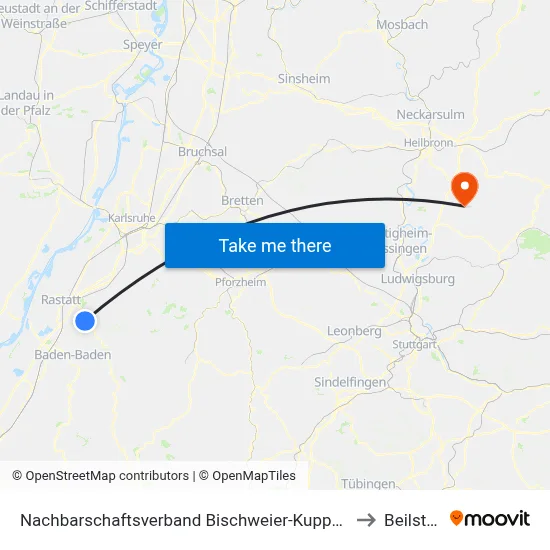 Nachbarschaftsverband Bischweier-Kuppenheim to Beilstein map