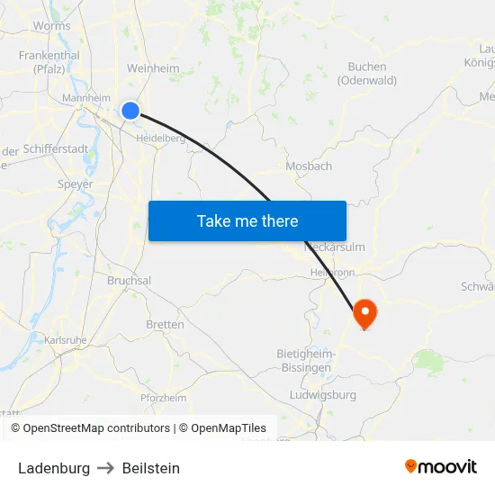 Ladenburg to Beilstein map