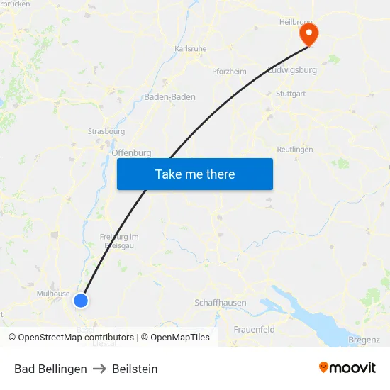 Bad Bellingen to Beilstein map