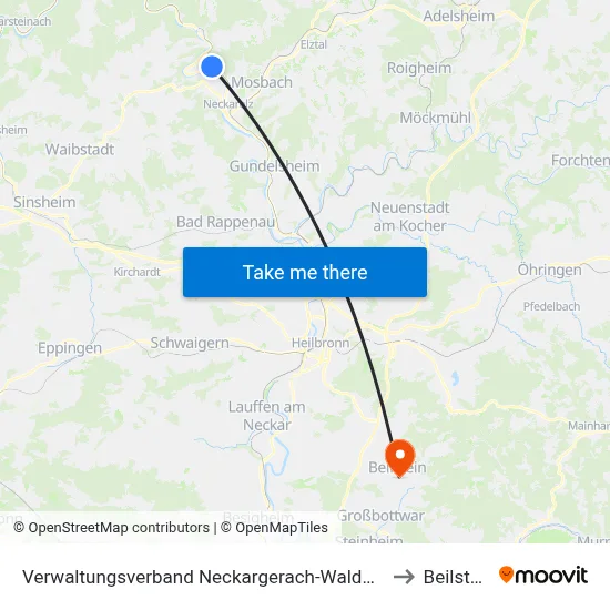 Verwaltungsverband Neckargerach-Waldbrunn to Beilstein map