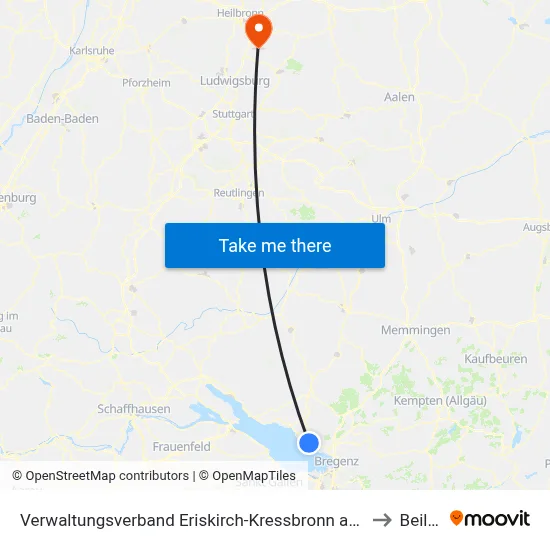 Verwaltungsverband Eriskirch-Kressbronn am Bodensee-Langenargen to Beilstein map