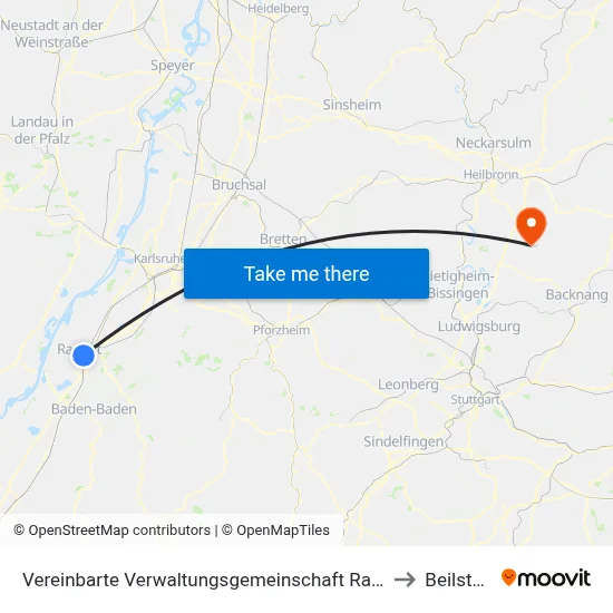 Vereinbarte Verwaltungsgemeinschaft Rastatt to Beilstein map