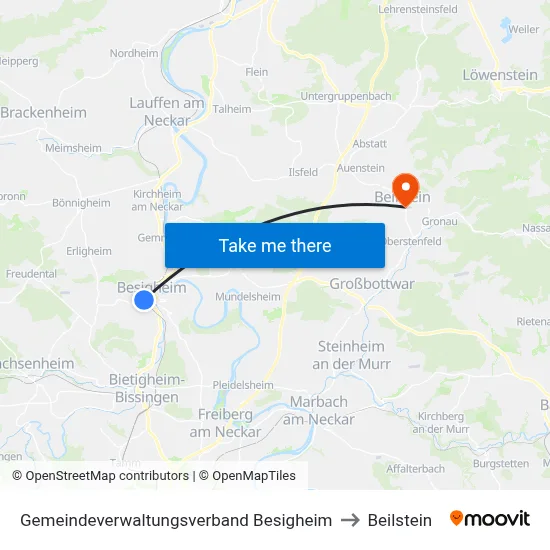 Gemeindeverwaltungsverband Besigheim to Beilstein map