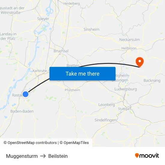 Muggensturm to Beilstein map