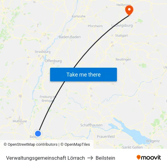 Verwaltungsgemeinschaft Lörrach to Beilstein map