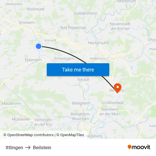 Ittlingen to Beilstein map