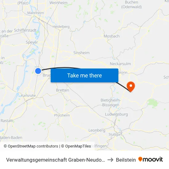 Verwaltungsgemeinschaft Graben-Neudorf to Beilstein map