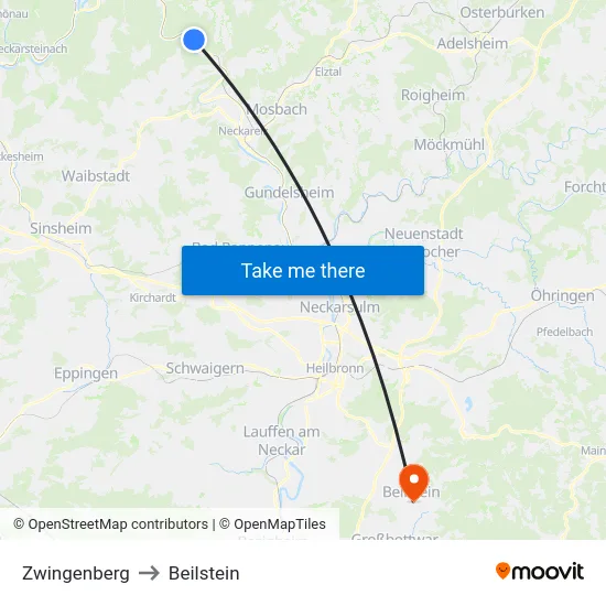 Zwingenberg to Beilstein map