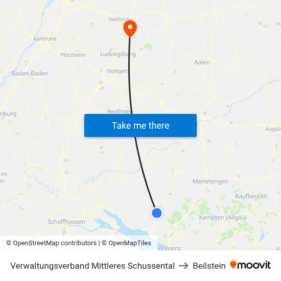 Verwaltungsverband Mittleres Schussental to Beilstein map